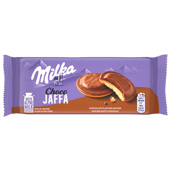 Milka Choco Jaffa Biszkopty z pianką o smaku czekoladowym oblewane czekoladą mleczną 128 g