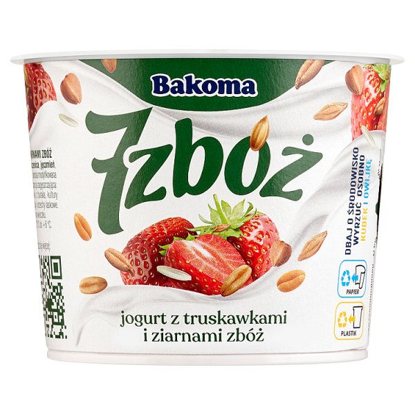 Bakoma 7 zbóż Jogurt z truskawkami i ziarnami zbóż 300 g