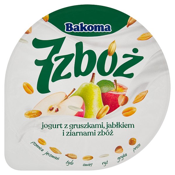 Bakoma 7 zbóż Jogurt z gruszkami jabłkiem i ziarnami zbóż 140 g