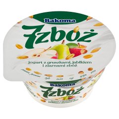 Bakoma 7 zbóż Jogurt z gruszkami jabłkiem i ziarnami zbóż 140 g