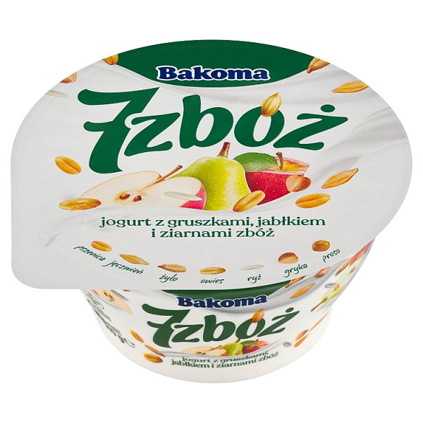 Bakoma 7 zbóż Jogurt z gruszkami jabłkiem i ziarnami zbóż 140 g