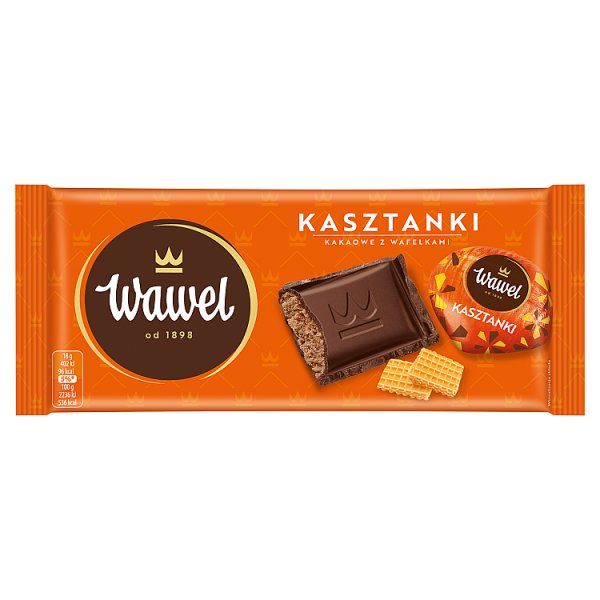 Wawel Kasztanki kakaowe z wafelkami Czekolada nadziewana 90 g