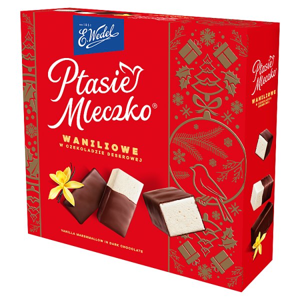 E. Wedel Ptasie mleczko waniliowe w czekoladzie deserowej 340 g