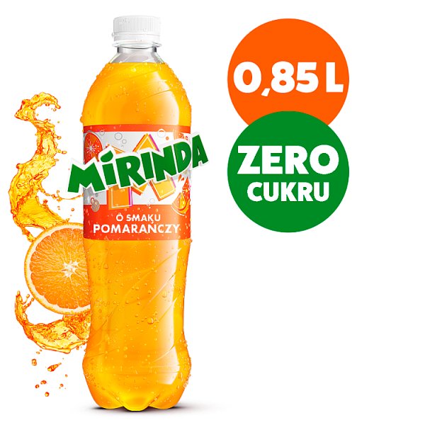 Mirinda Zero cukru Napój gazowany o smaku pomarańczy 0,85 l