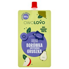 Owolovo Mus owocowy 100 % jabłko borówka amerykańska gruszka 300 g