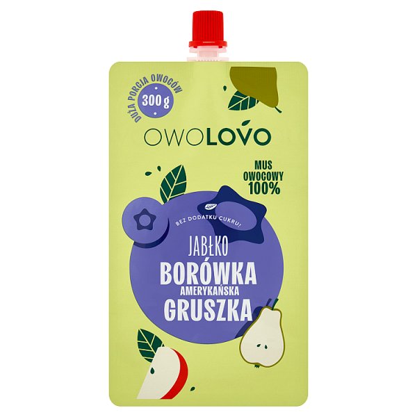 Owolovo Mus owocowy 100 % jabłko borówka amerykańska gruszka 300 g