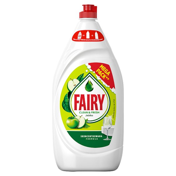 Fairy Clean &amp; Fresh Jabłko Płyn do mycia naczyń zapewniający lśniąco czyste naczynia 1350ml