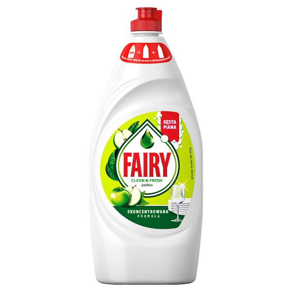 Fairy Clean &amp; Fresh Jabłko Płyn do mycia naczyń zapewniający lśniąco czyste naczynia 900ml