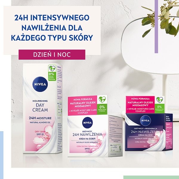 Nivea 24h Nawilżenia Odżywczy krem na dzień cera sucha i wrażliwa 50 ml
