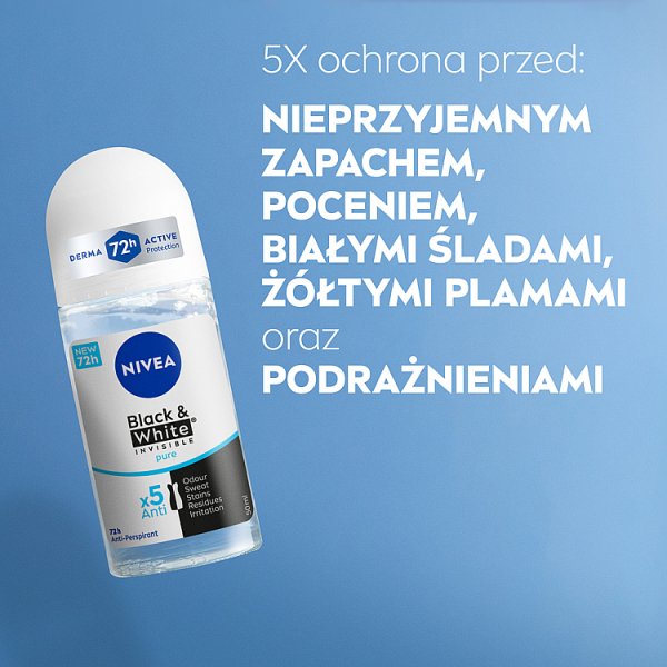 Nivea Black&amp;White Invisible Pure Antyperspirant Roll ON 50 ml