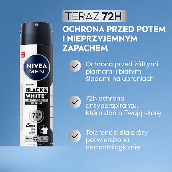 Nivea MEN Black&amp;White Invisible Original Antyperspirant Spray 150 ml