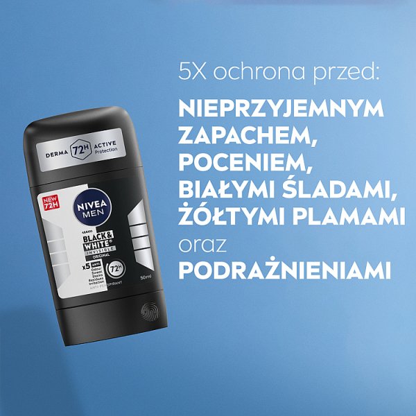Nivea MEN Black &amp; White Invisible Original Antyperspirant w sztyfcie 50 ml