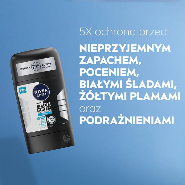 Nivea MEN Black &amp; White Invisible Fresh Antyperspirant w sztyfcie 50 ml