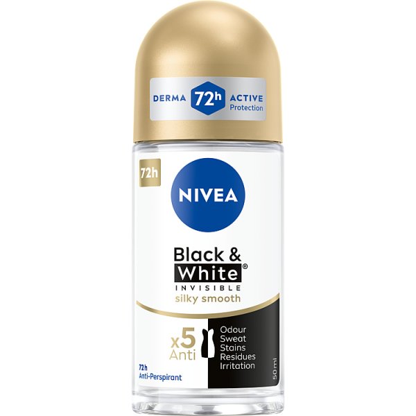 Nivea Black&amp;White Invisible Silky Smooth Antyperspirant Roll ON 50 ml