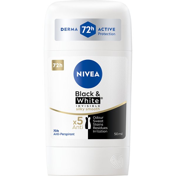 Nivea Black &amp; White Silky Smooth Antyperspirant w sztyfcie 50 ml