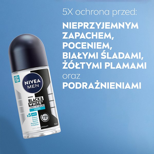 Nivea MEN Black&amp;White Invisible Fresh Antyperspirant w kulce 50 ml