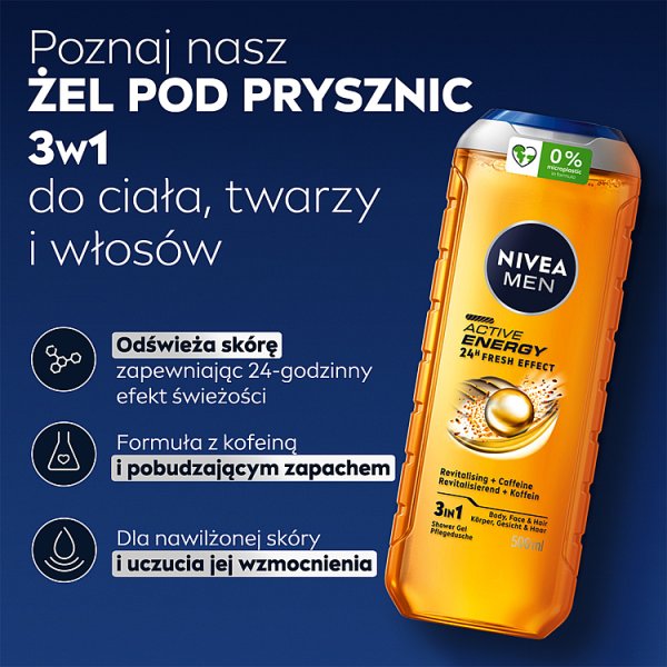 Nivea MEN Active Energy ŻEL POD Prysznic 500 ml