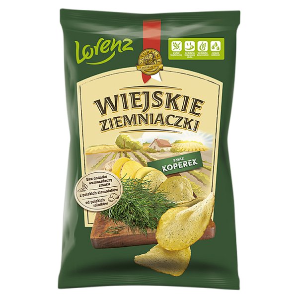 Wiejskie Ziemniaczki Chipsy ziemniaczane smak koperek 130 g