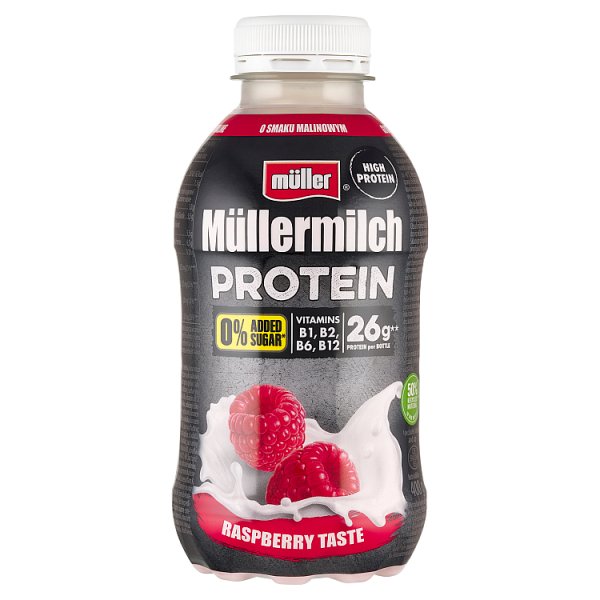 Müller Müllermilch Protein Napój mleczny o smaku malinowym 400 g