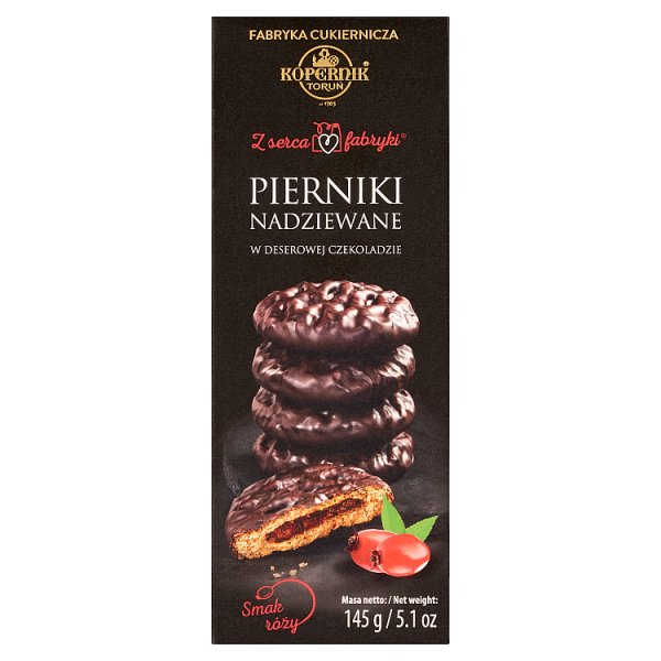 Kopernik Z serca fabryki Pierniki nadziewane w deserowej czekoladzie smak róży 145 g