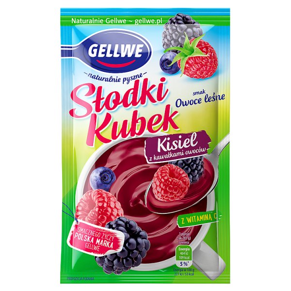 Gellwe Słodki Kubek Kisiel z kawałkami owoców smak owoce leśne 28 g
