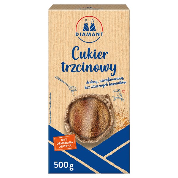 Diamant Cukier trzcinowy nierafinowany Dry Demerara drobny 500 g