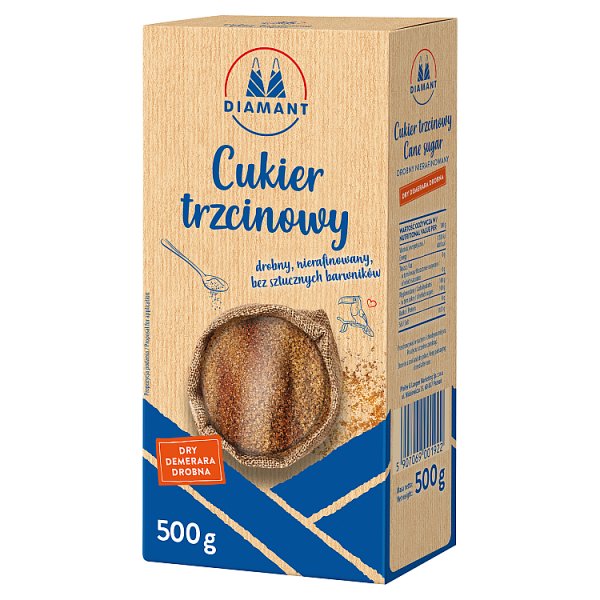 Diamant Cukier trzcinowy nierafinowany Dry Demerara drobny 500 g