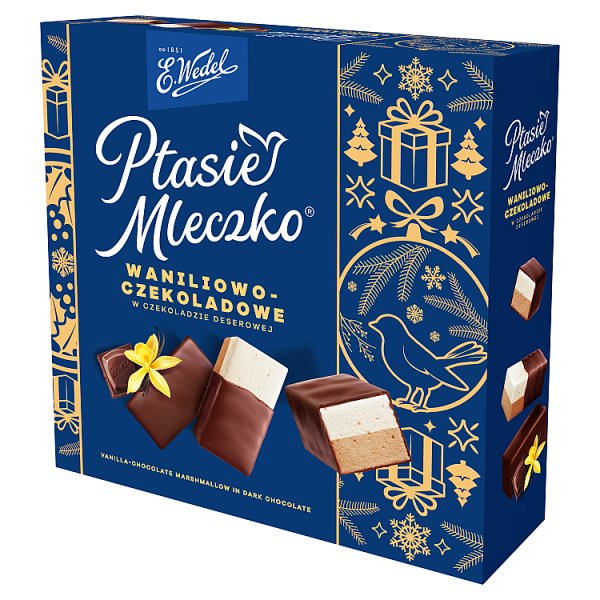 E. Wedel Ptasie mleczko waniliowo-czekoladowe w czekoladzie deserowej 340 g