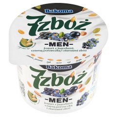 Bakoma 7 zbóż Men Jogurt z jagodami czarną porzeczką i ziarnami zbóż 300 g