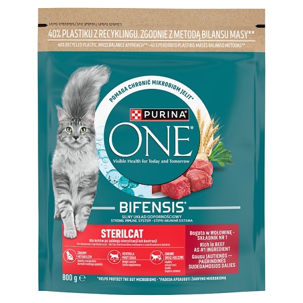 PURINA ONE Bifensis Sterilcat Karma dla kotów bogata w wołowinę 800 g