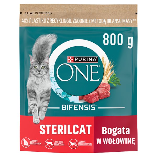 PURINA ONE Bifensis Sterilcat Karma dla kotów bogata w wołowinę 800 g
