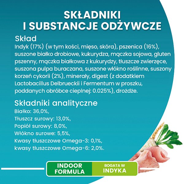 PURINA ONE Bifensis Indoor Formula Karma dla kotów bogata w indyka 800 g