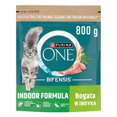PURINA ONE Bifensis Indoor Formula Karma dla kotów bogata w indyka 800 g