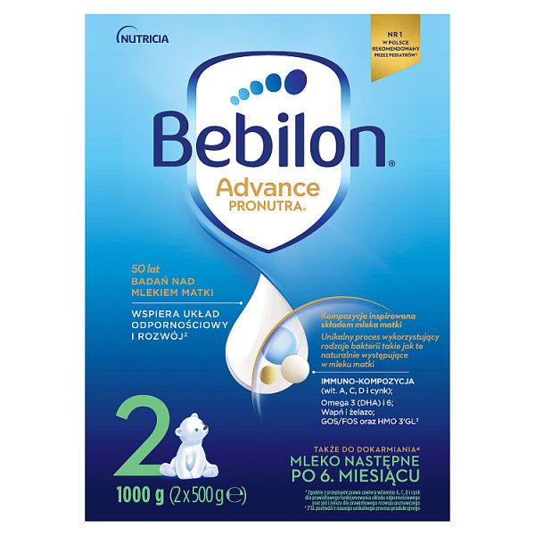 Bebilon 2 Advance Pronutra Mleko następne po 6. miesiącu 1000 g (2 x 500 g )