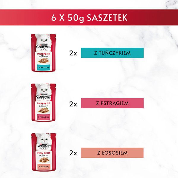 Gourmet Mon Petit Intense Karma dla kotów delikatne kawałki w pysznym sosie 6 x 50 g