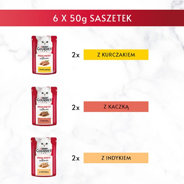 Gourmet Mon Petit Intense Karma dla kotów delikatne kawałki w pysznym sosie 6 x 50 g