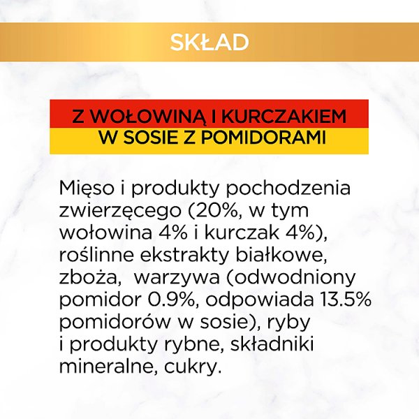 Gourmet Gold Karma dla kotów casserole z wołowiną i kurczakiem w sosie z pomidorami 85 g