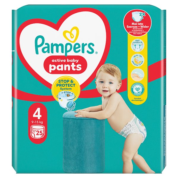 Pieluchomajtki Pampers Active Baby, rozmiar 4, pieluszki 25, 9kg-15kg