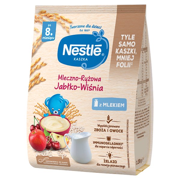 Nestlé Kaszka mleczno-ryżowa jabłko-wiśnia po 8. miesiącu 230 g