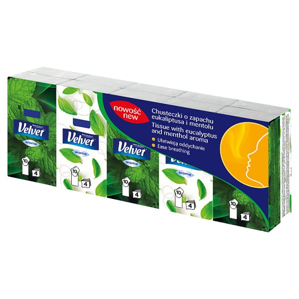 Velvet Aroma Chusteczki o zapachu eukaliptusa i mentolu 10 x 10 sztuk