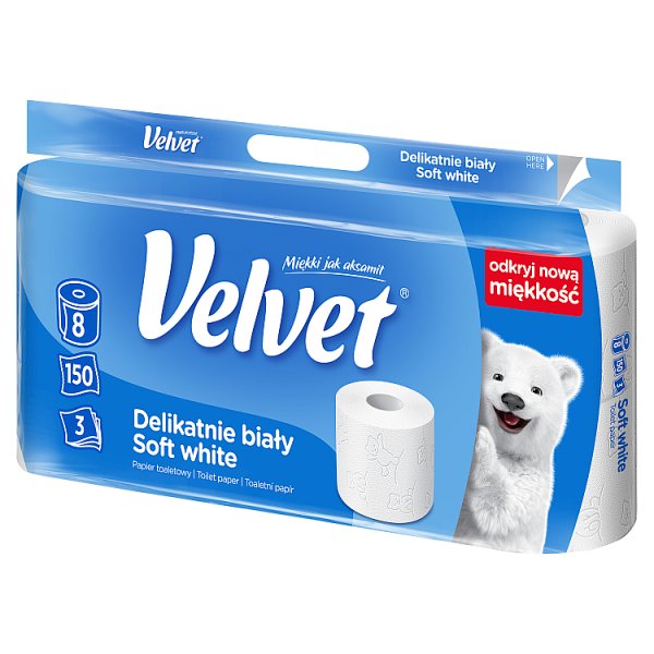 Velvet Papier toaletowy delikatnie biały 8 rolek