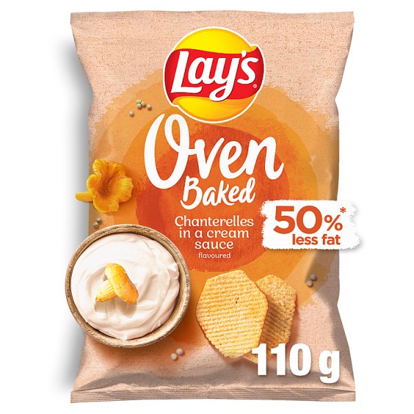 Lay's Oven Baked Pieczone formowane chipsy ziemniaczane o smaku kurek w śmietanowym sosie 110 g