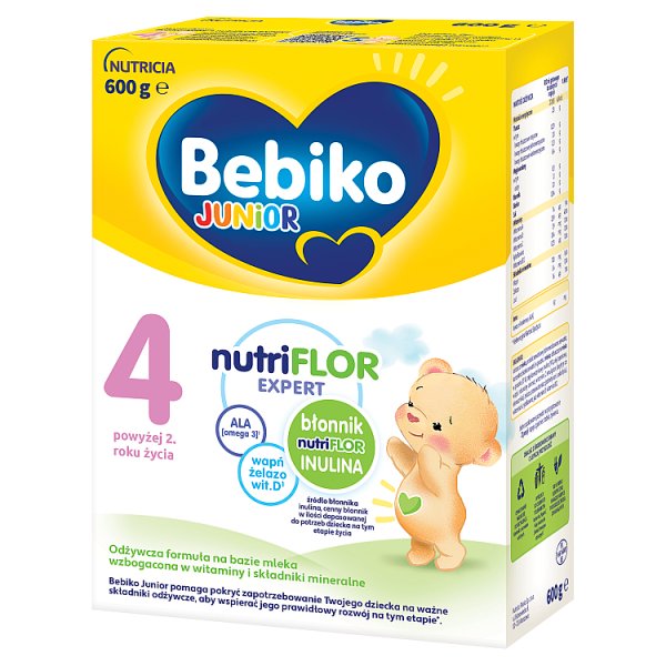 Bebiko Junior 4 Odżywcza formuła na bazie mleka dla małych dzieci powyżej 2. roku życia 600 g