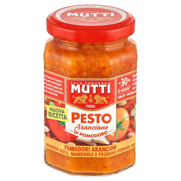 Mutti Sos z pomarańczowych pomidorów i czerwonej papryki z serem Pecorino Romano i migdałami 180 g