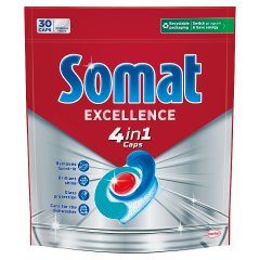Somat Excellence 4 in 1 Caps Kapsułki do mycia naczyń w zmywarkach 570 g (30 sztuk)