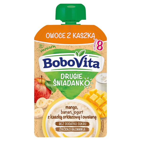 BoboVita Drugie Śniadanko Owoce z kaszką mango banan jogurt po 8 miesiącu 100 g