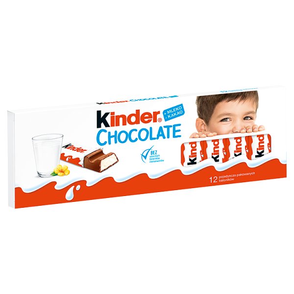 Kinder Chocolate Batonik z mlecznej czekolady z nadzieniem mlecznym 150 g (12 sztuk)