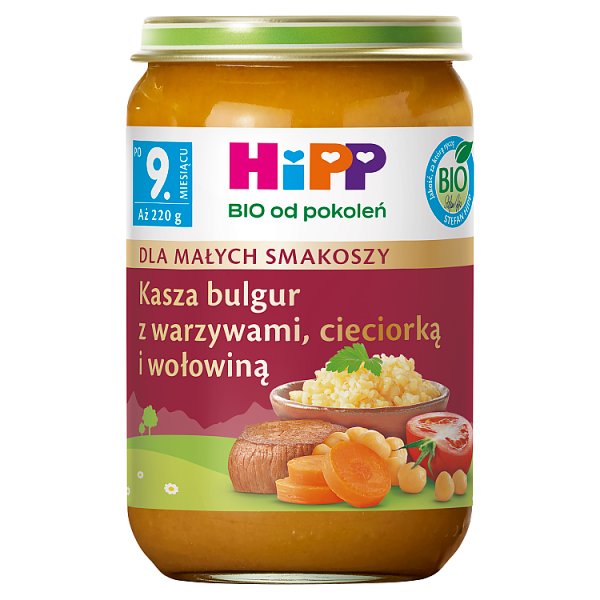 HiPP BIO Dla Małych Smakoszy Kasza bulgur z warzywami cieciorką i wołowiną po 9. miesiącu 220 g