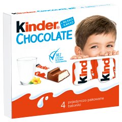 Kinder Chocolate Batonik z mlecznej czekolady z nadzieniem mlecznym 50 g (4 sztuki)
