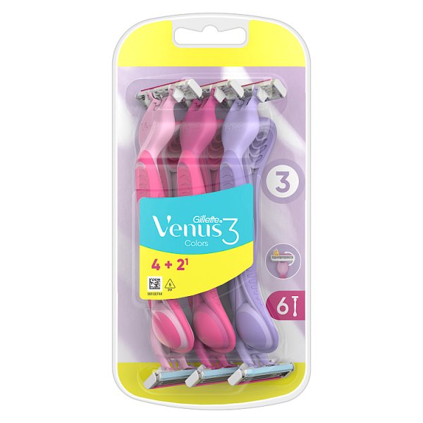 Gillette Venus 3 Colors Maszynki jednorazowe, liczba sztuk w opakowaniu: 6